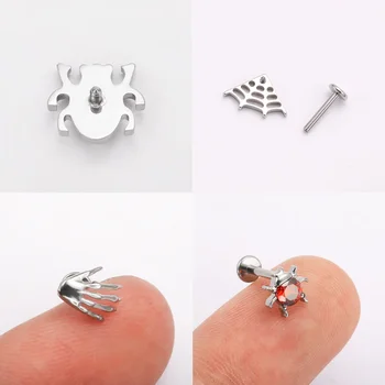 PUTITUP官方F136鈦合金哥德風耳環套裝 時尚耳骨穿孔唇釘 萬聖節穿孔飾品 10 最佳銷售 歌德式穿孔 - №7