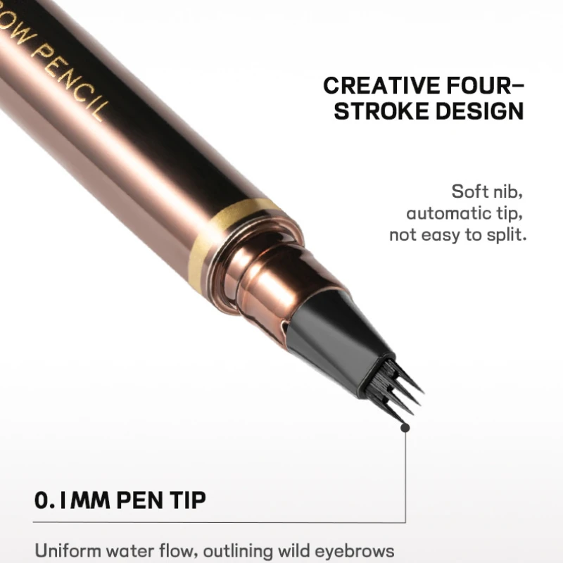 ดินสอเขียนคิ้วชนิดน้ำ คุณภาพสูง ติดทนนาน 24 ชั่วโมง กันน้ำ ไม่เลอะ 4 หัว แยกส่วน 4 ด้าน เครื่องสำอาง