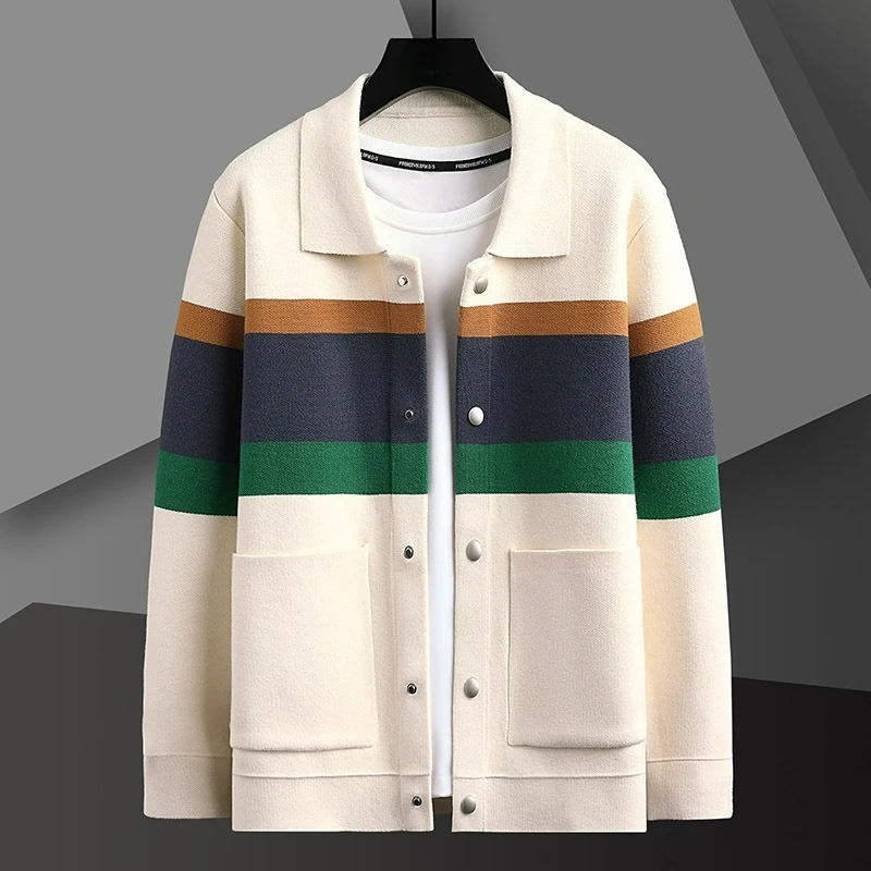 

Men's Loose Sweater Jacket Versatile Trendy Breathable Warm Wrinkle Resistant Sweat Absorbing Handsome Men's Casual Jacket