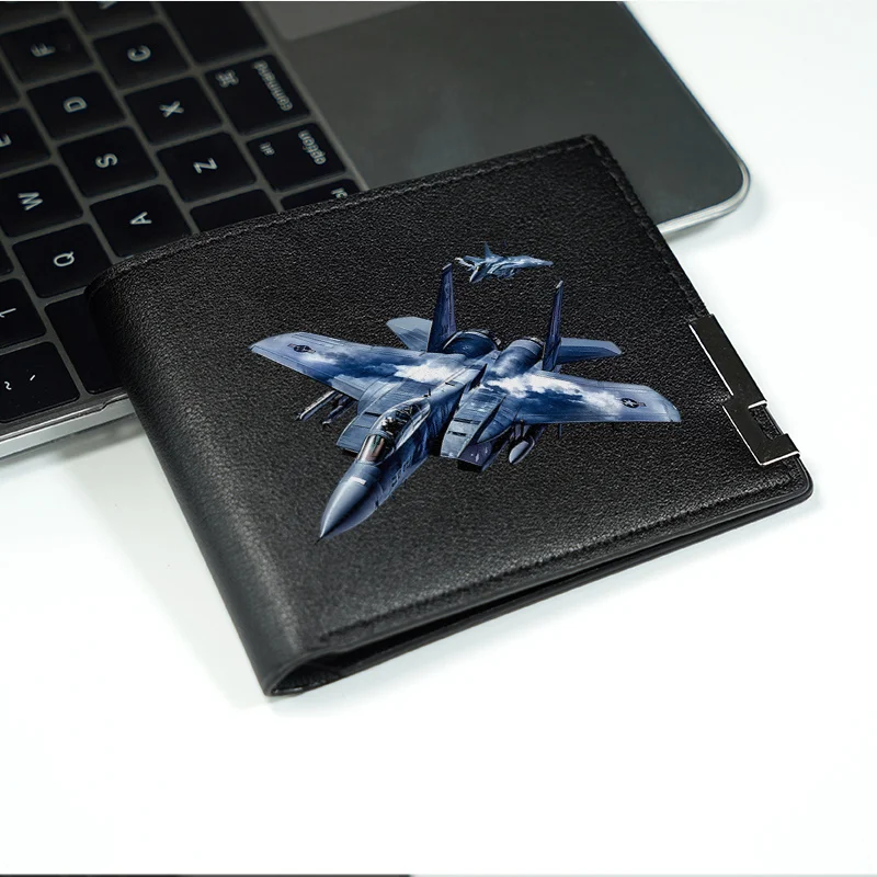 戦闘機デザイン メンズ スリムウォレット PUレザー 軽量 耐久性 ビジネススタイル 日常使い モダン ミニマリストルック