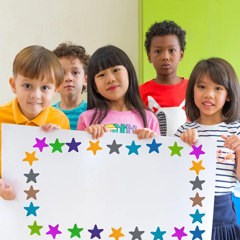 Pegatinas de estrella láser de colores mezclados para niños, etiqueta de tabla de comportamiento de recompensa, planificador de estudiantes,