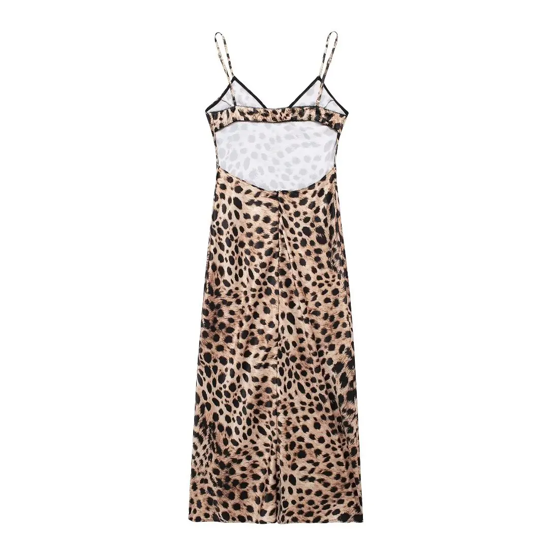 Women's 2024 New Fashion Casual Joker Animal Print Underwear Dress Retro Sleeveless Backless Women's Dress Vestidos Mujer