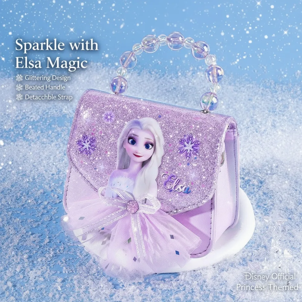 ديزني فروزن إلسا الأميرة بريق حقيبة كروسبودي لطيف الكرتون الترتر حقيبة يد للأطفال طفل الفتيات حقيبة كتف صندوق هدايا عيد الميلاد