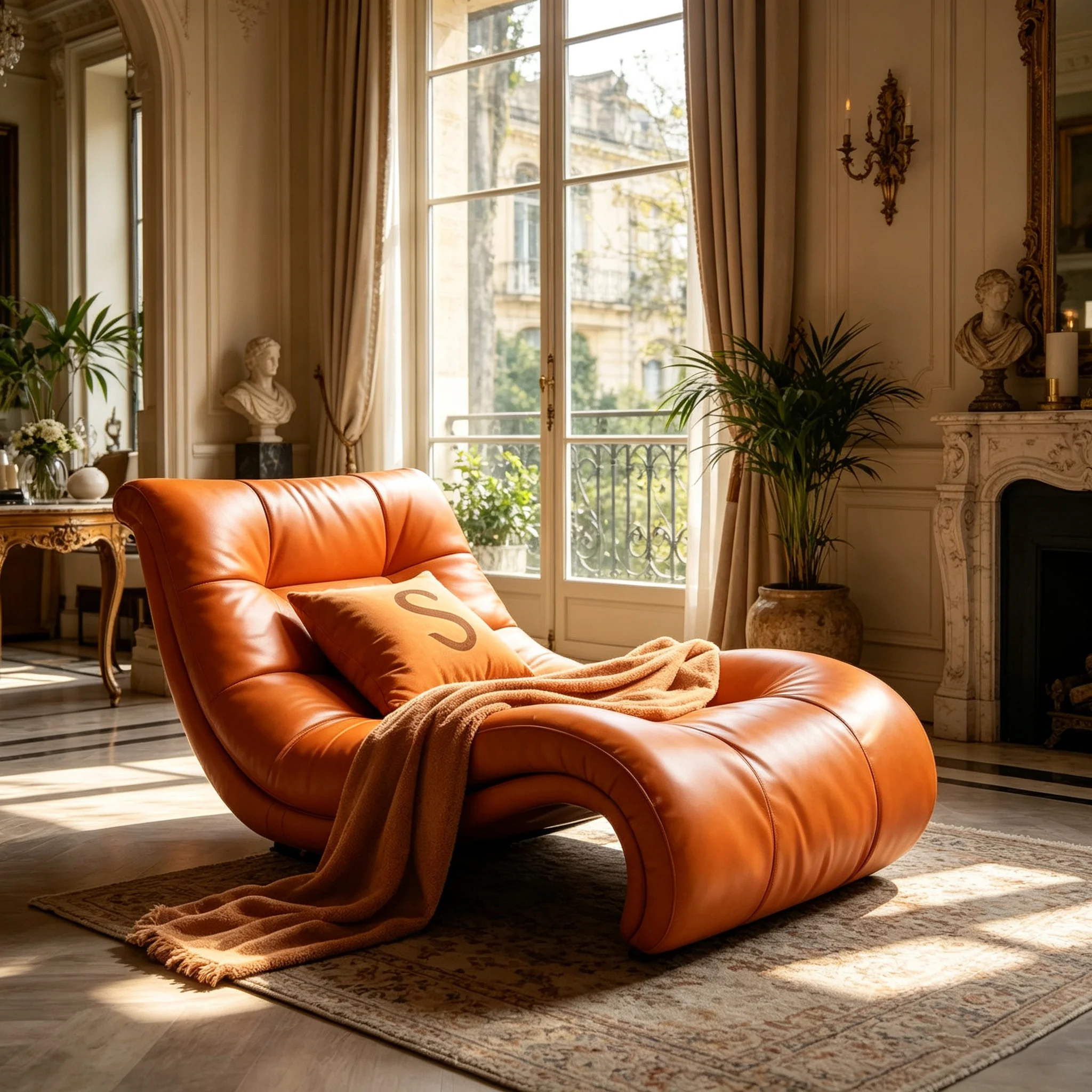 A*-Modern Curved Chaise Lounge with Sleek Silhouette for Stylish Home Living Space