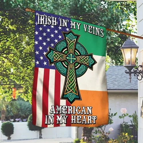 Irish Celtic Knot Cross Flag Irish In My Veins American In My Heart Graden Flag XXH LLP LLX uui