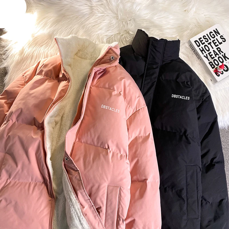 Letter Graphic Oversized Men Women Parka Fashion Streetwear Male Female Fleece Thicken Winter Jacket 2023 New Women's Clothing