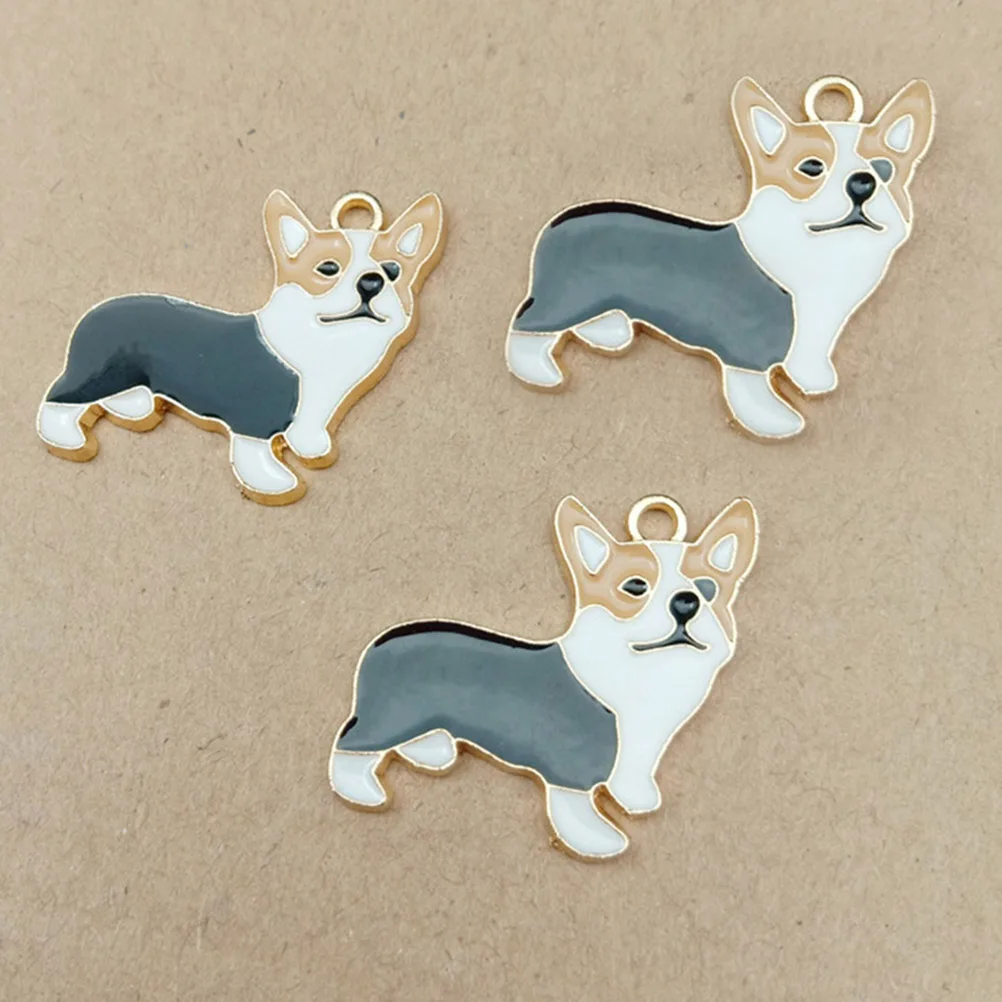 

10 Pcs Corgi Pendant Necklace Accessory Funny Jewelry Parts DIY Alloy Pet Charm Lightweight Handmade Accessories