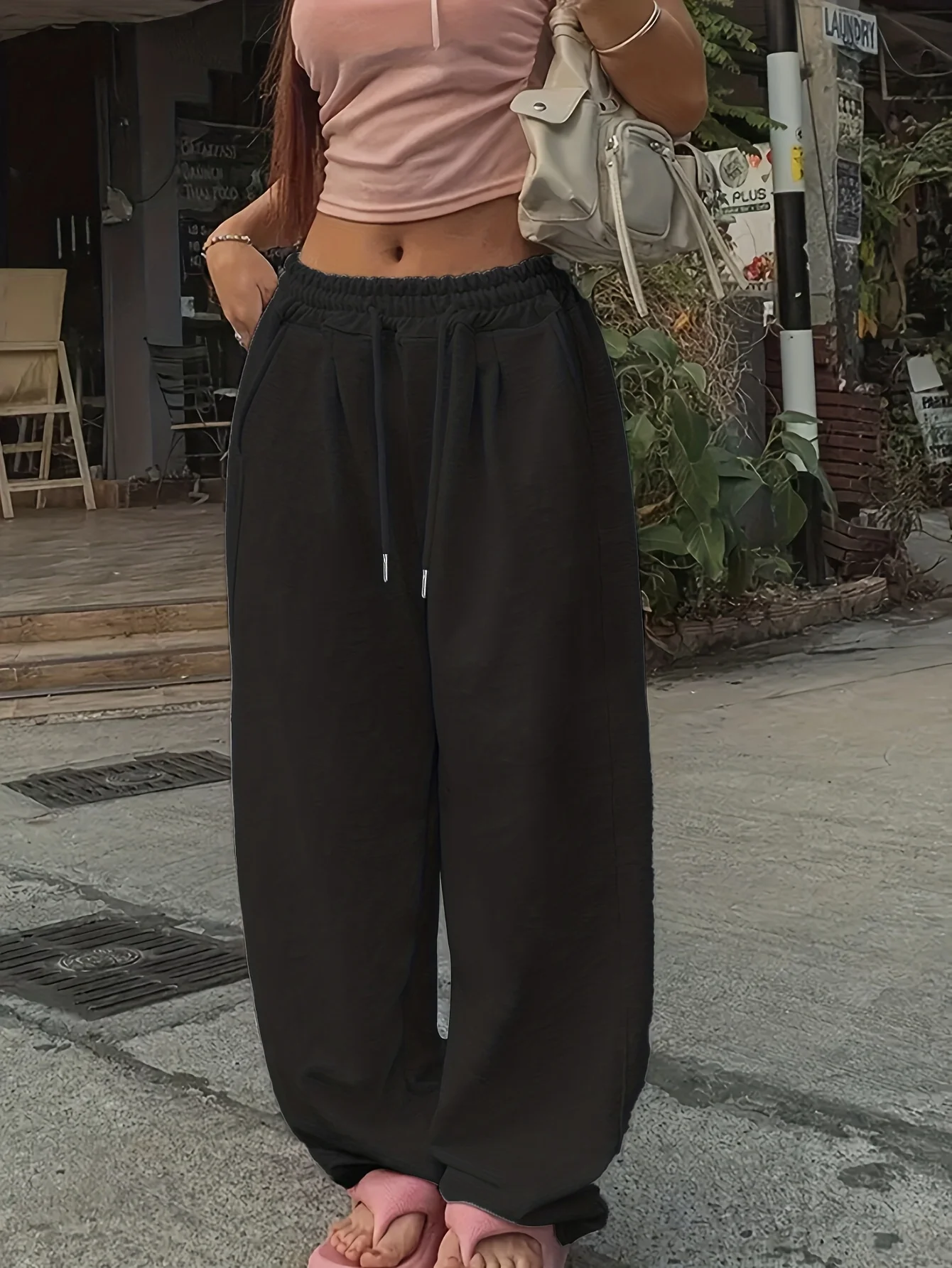 2026 Women's Fleece Sweatpants for Autumn and Winter Warm Casual Loose Stylish and Versatile Streetwear Trendy Oversized