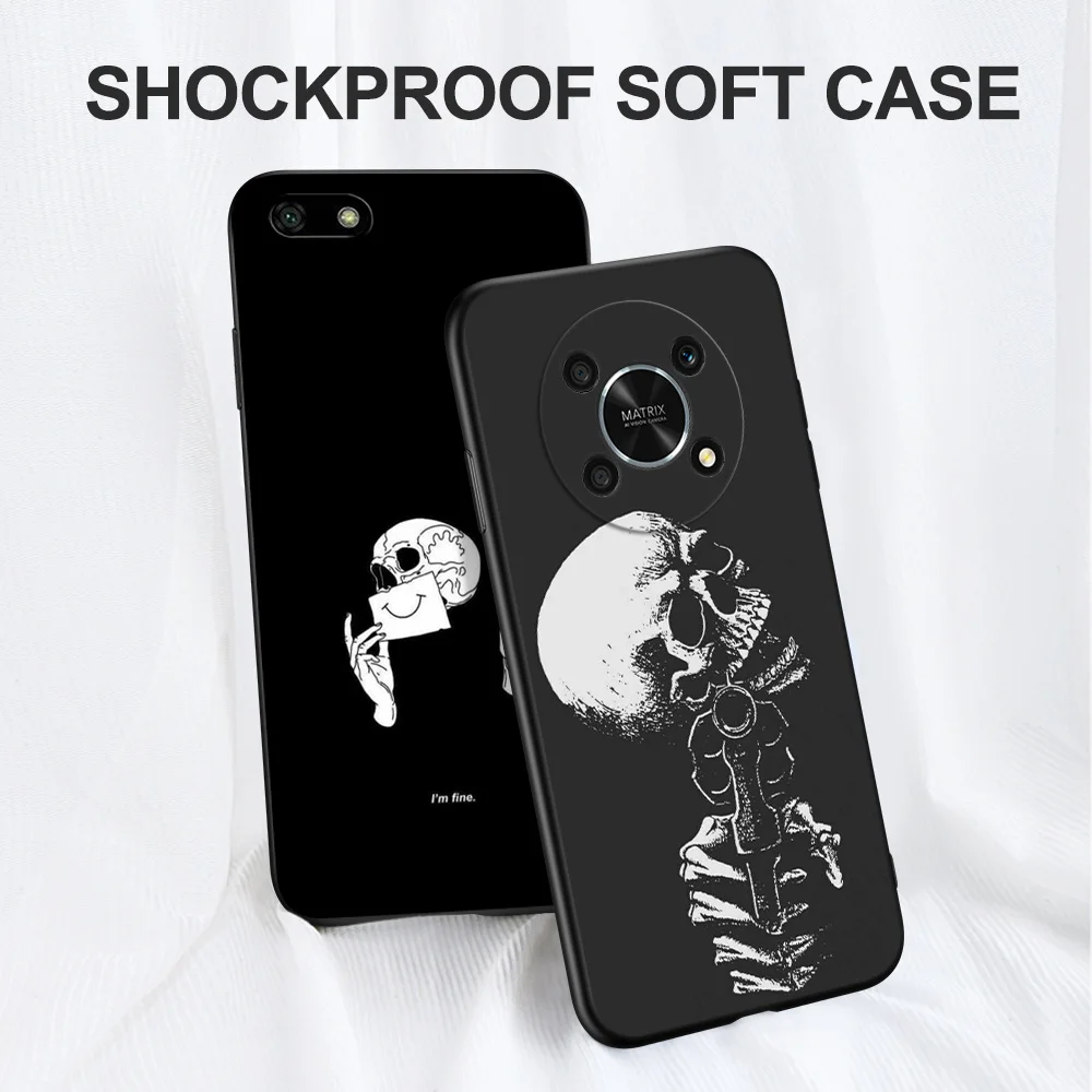 Black tpu Case For Huawei NOVA 11i 10se PLUS P20Lite P30 Lite Pro P40 LITE E P Smart 2020 Cover Mask Fingers Skull image 5
