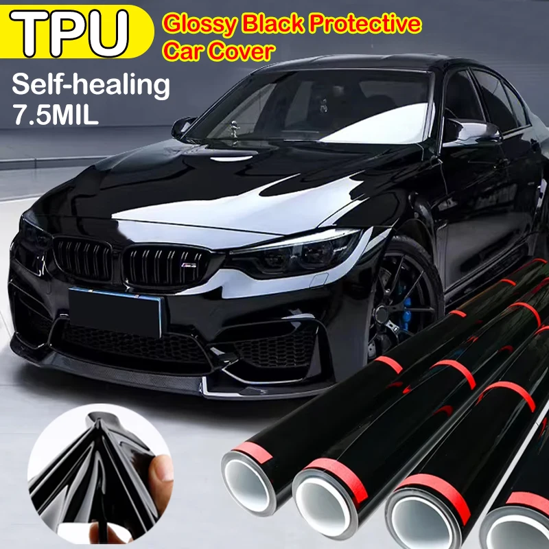 

7.5Mil TPU Super Bright Black PPF Film Self-healing Car Paint Protection Anti-scratch Protective Film Car Cover For A1/A3/TT