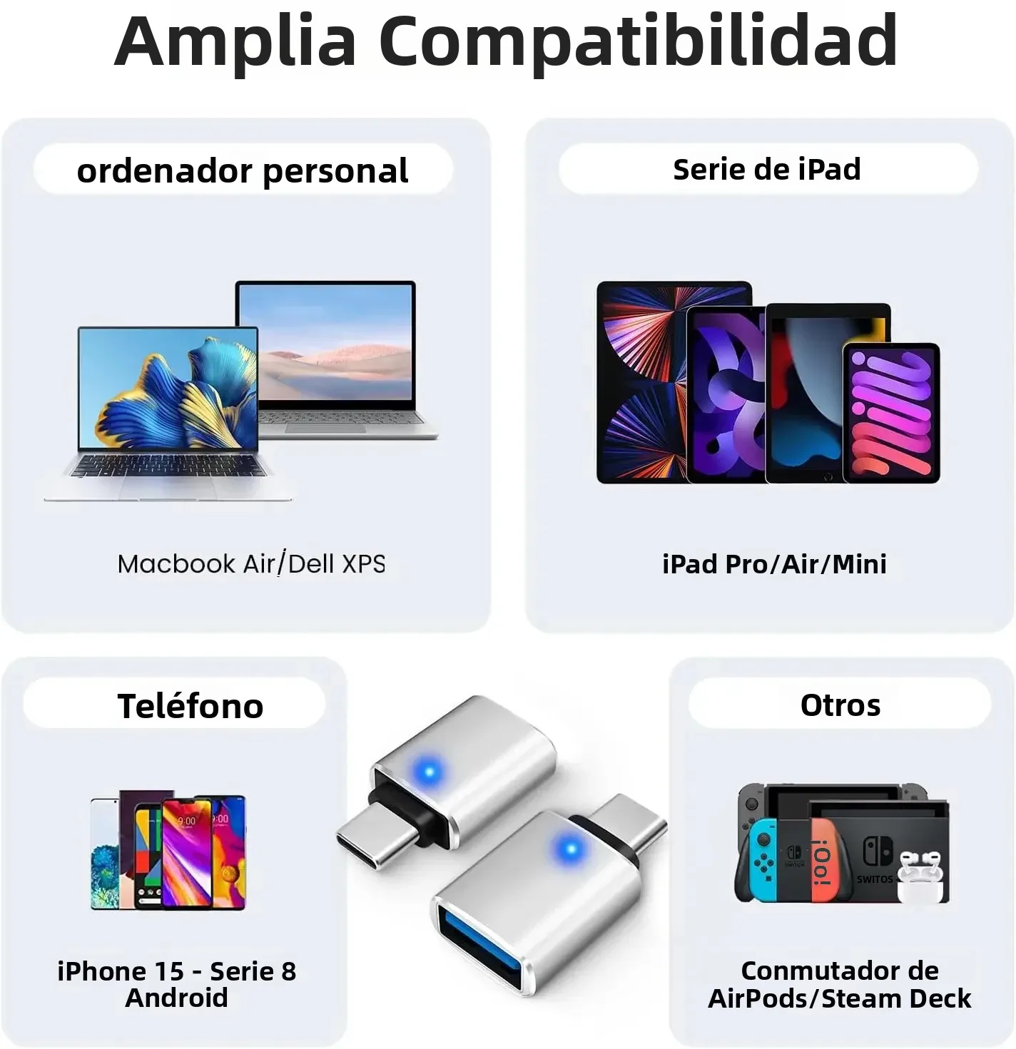 Adaptador USB 3,0 a tipo C, OTG a USB C, USB-A a Micro USB, conector hembra tipo C para adaptadores Samsung Xiaomi POCO