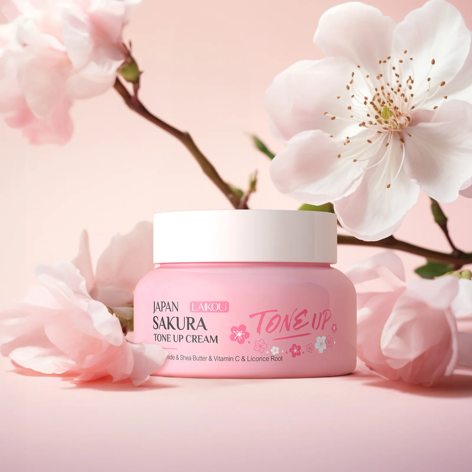 LAIKOU Sakura Tone Up Cream, Brightening Face Moisturizer for Natural Look, Hydrating Lazy Cream BB Cream 60g Concealer