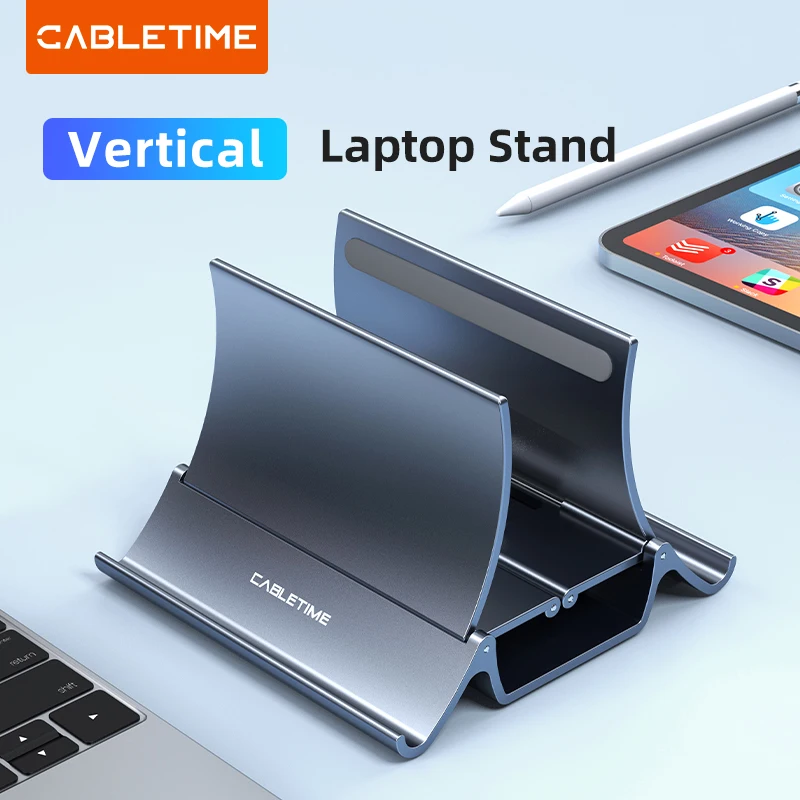 

CABLETIME Vertical Laptop Stand Heat Dissipation Non-slip Silicone Gravity Holder for MacBook Surface iPad Tablet Stand C418