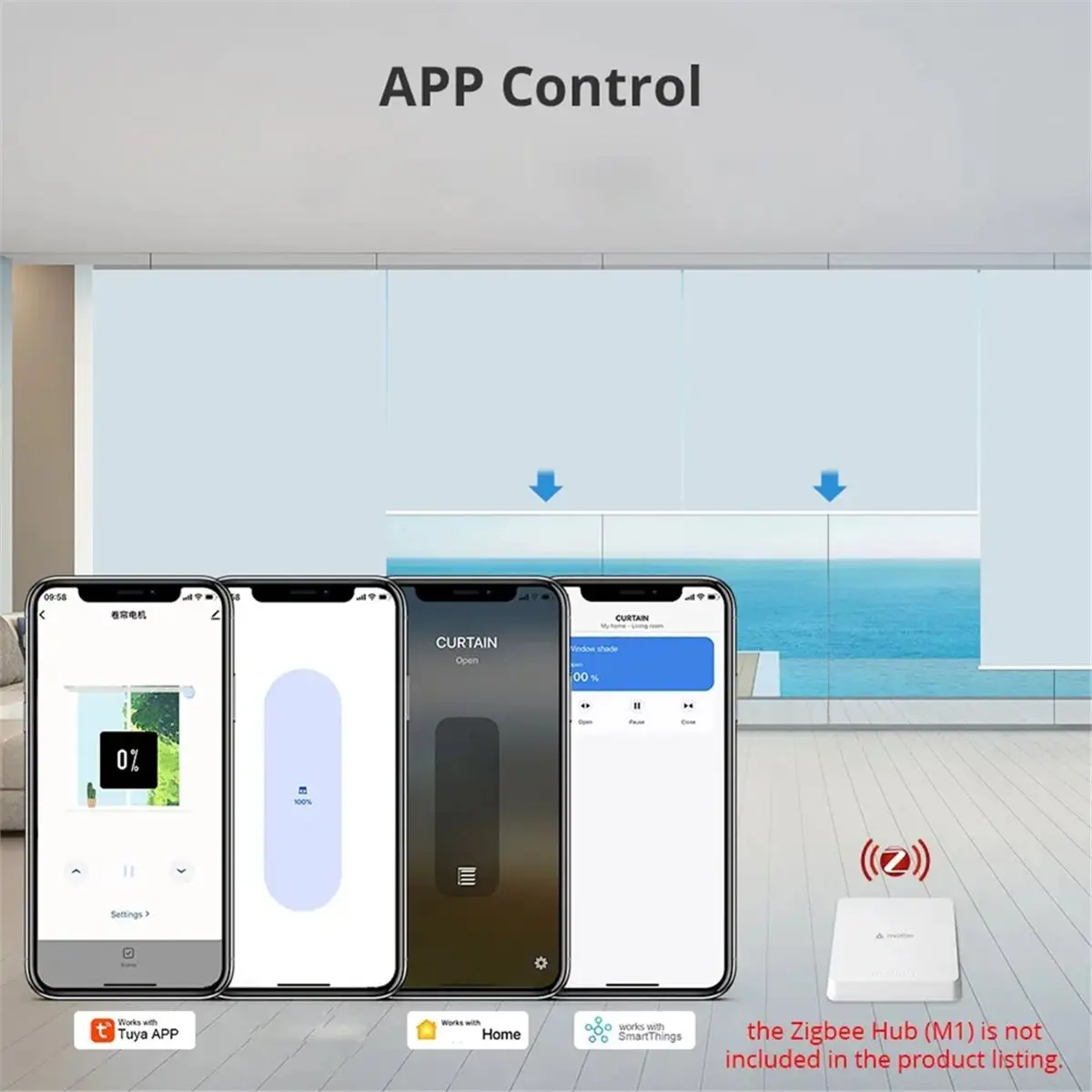 11·11COUPON Zigbee Rechargeable Roller Shade Blinds Motor for 37mm 38mm Tube Work with Tuya Zigbee for Home Voice Control A