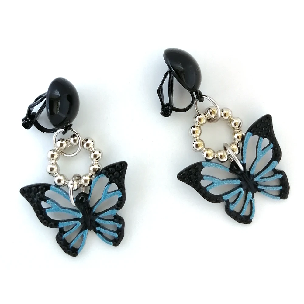 Black Butterfly Earrings No Hole Ear Clips Butterfly Clip Earring Without Piercing Minimalist Earrings Jewelry CEjA083