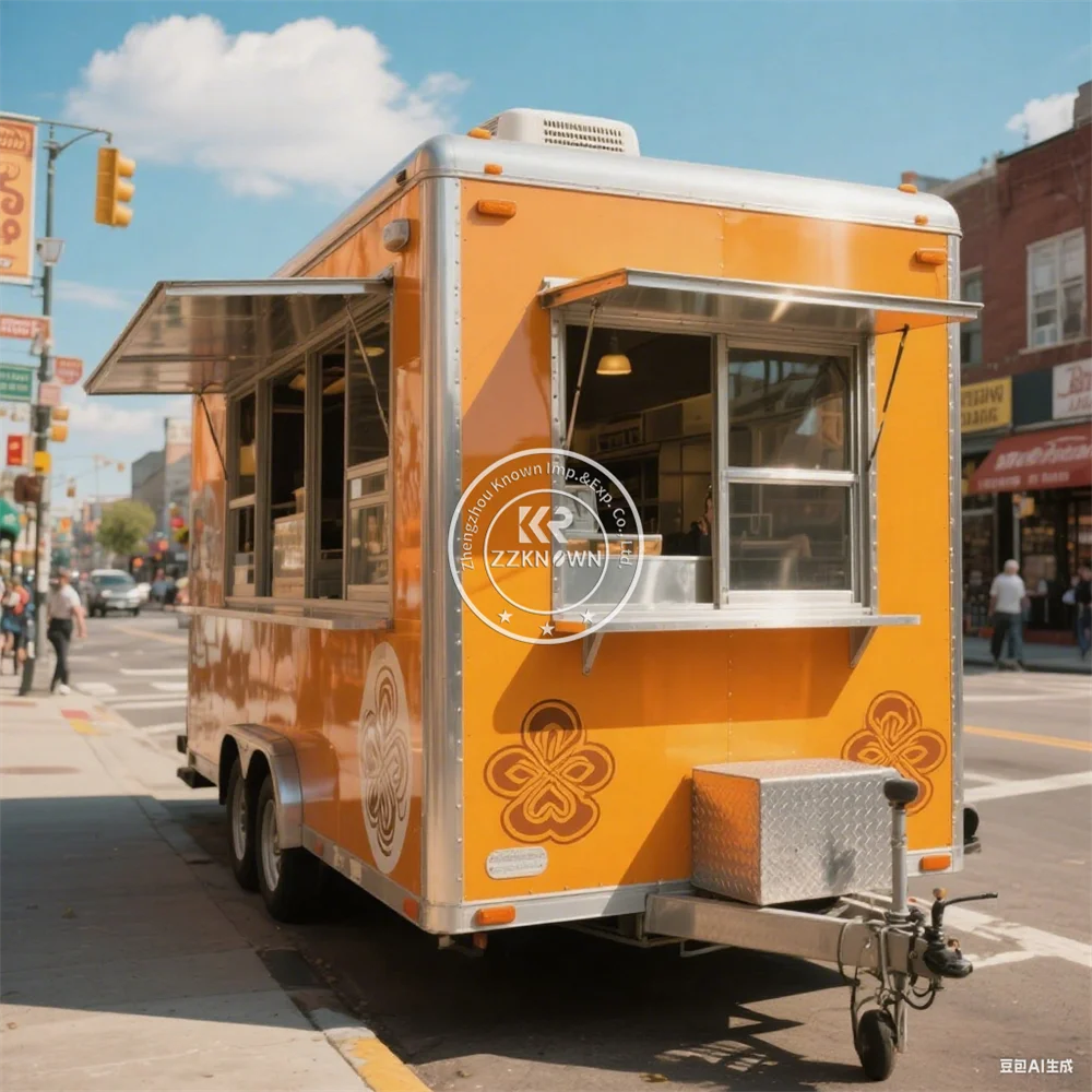 

Custom Concession Mobile Food Truck Trailer With Ice Cream and Hot Dog Vending Trailer Hot Dog Cart With Full Kitchen Equipment
