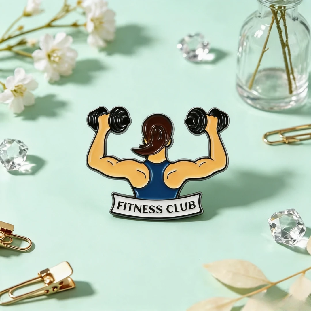 Gym Weightlifting Woman Enamel Lapel Pin Fitness Club Slogan Sports Workout Metal Badge Backpack Fitness Fashion Ornament