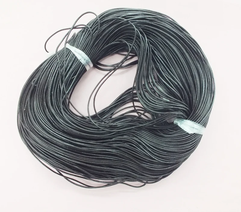 100meter/lot 1mm Black color Jewelry bead making cord findings round real guniune leather cord