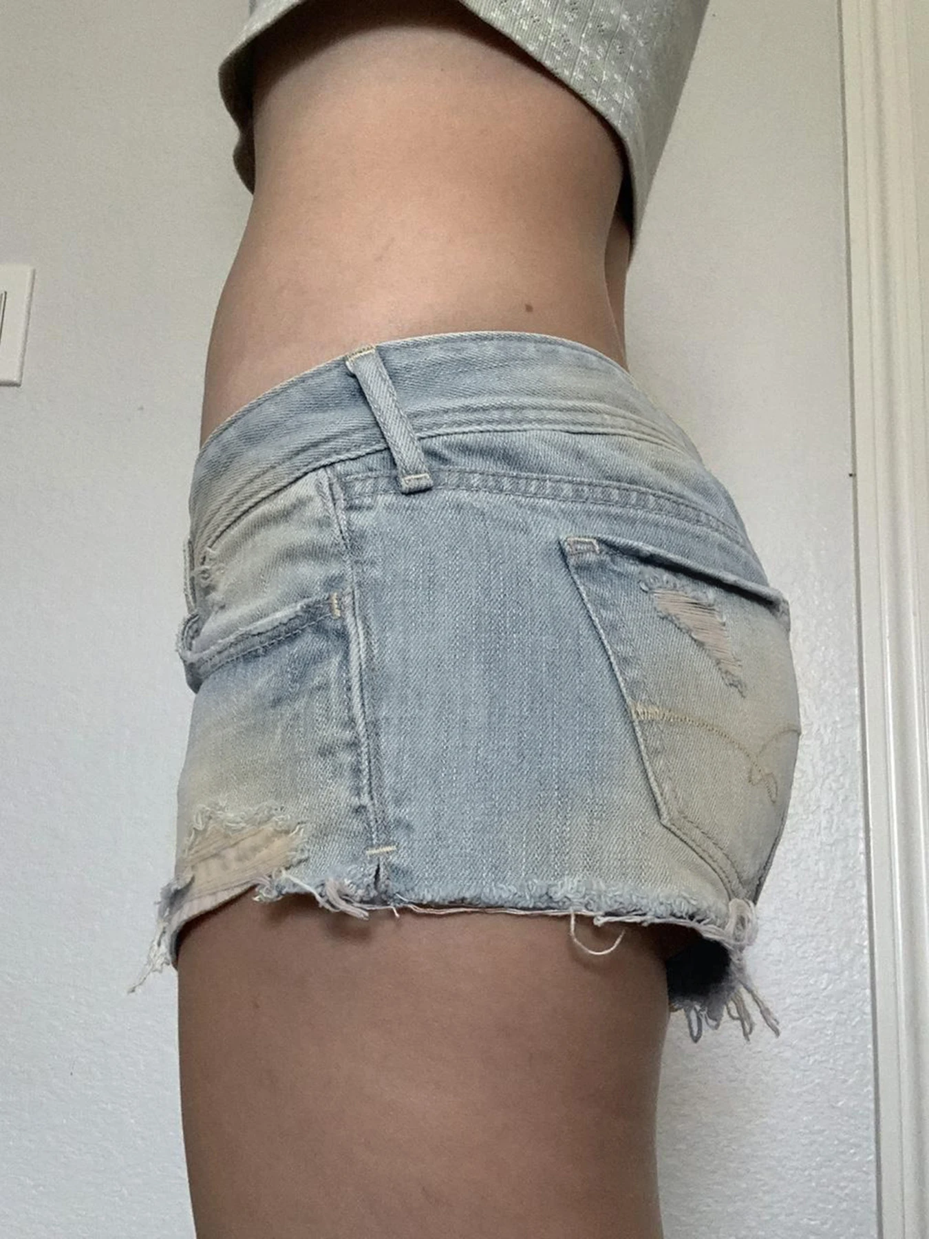 Rockmore Vintage Low Waisted Washed Denim Ultra Shorts Coquette Korean Skinny Mini Shorts Y2K Aesthetic Basic Versatile Bottoms