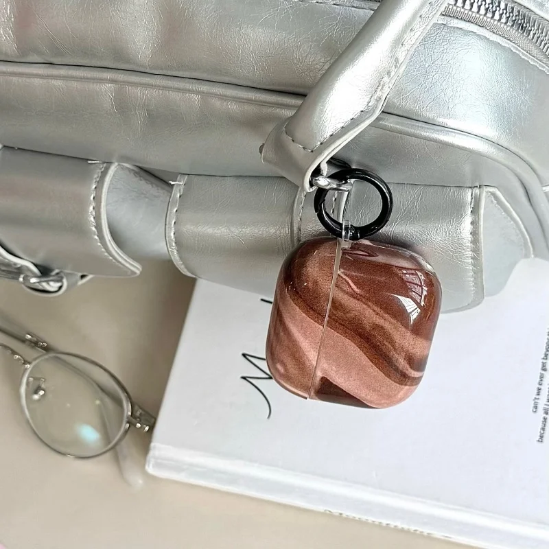 Funda para auriculares con diseño de lava y chocolate con anillo para Airpods Series 1, 2, Pro/pro2, 3, 4, a prueba de polvo, anticaída