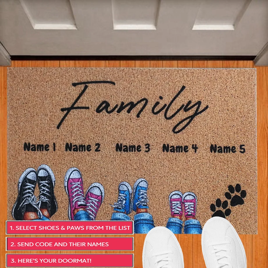 Personalized Doormat Shoes Pets Paws Welcome Mat Outdoor PVC Rugs Custom Floor Mat Carpet Dust Proof House Warming Home Decor