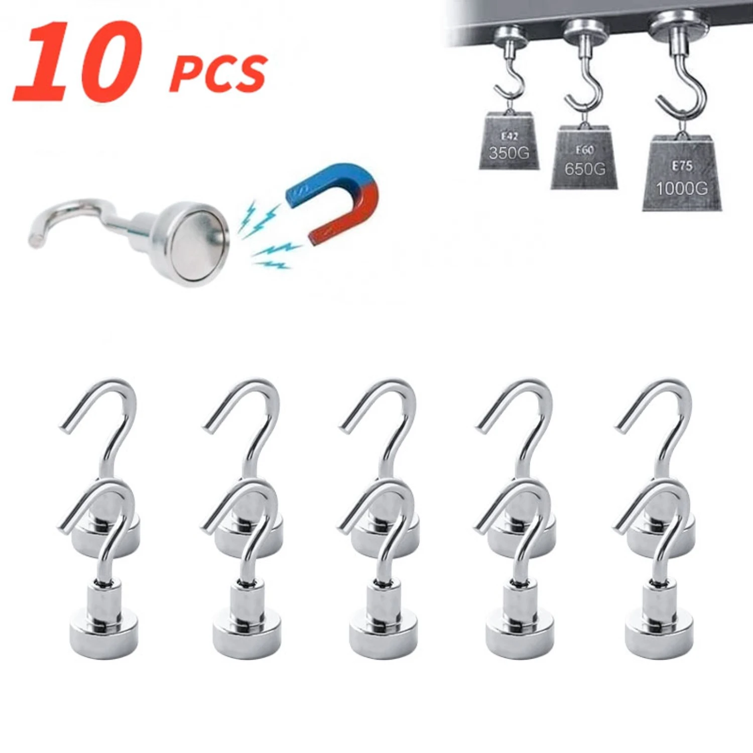 10Pcs Practical Strong Load Bearing Hook for Thick Wall Storage in Kitchen - Punchfree