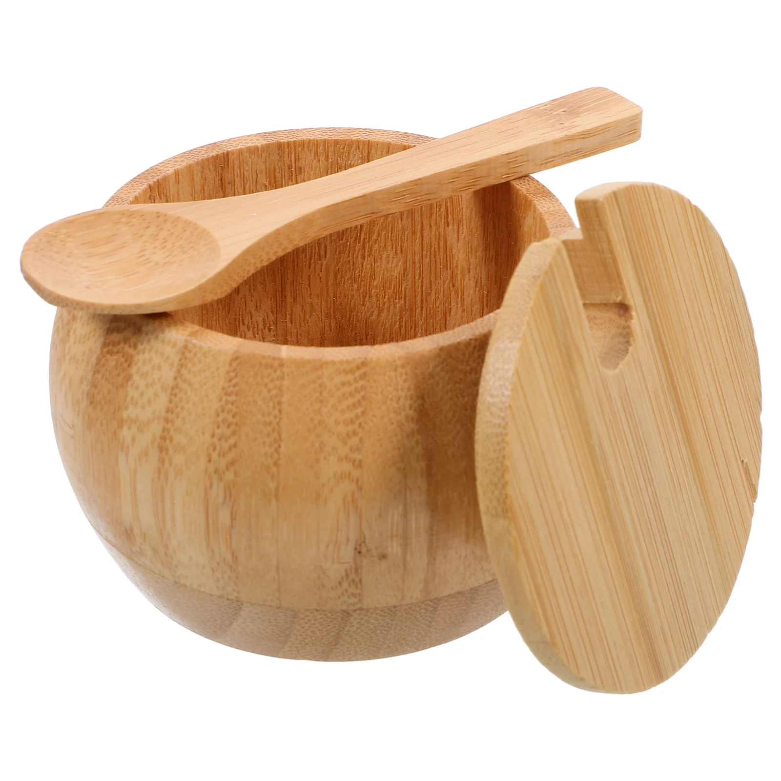 

1pc Bamboo Condiment Bottle Reusable Containers Spice Pots Empty Jars Salt Container Seasoning Jar Kitchen Salt Bowl Lid Spoon
