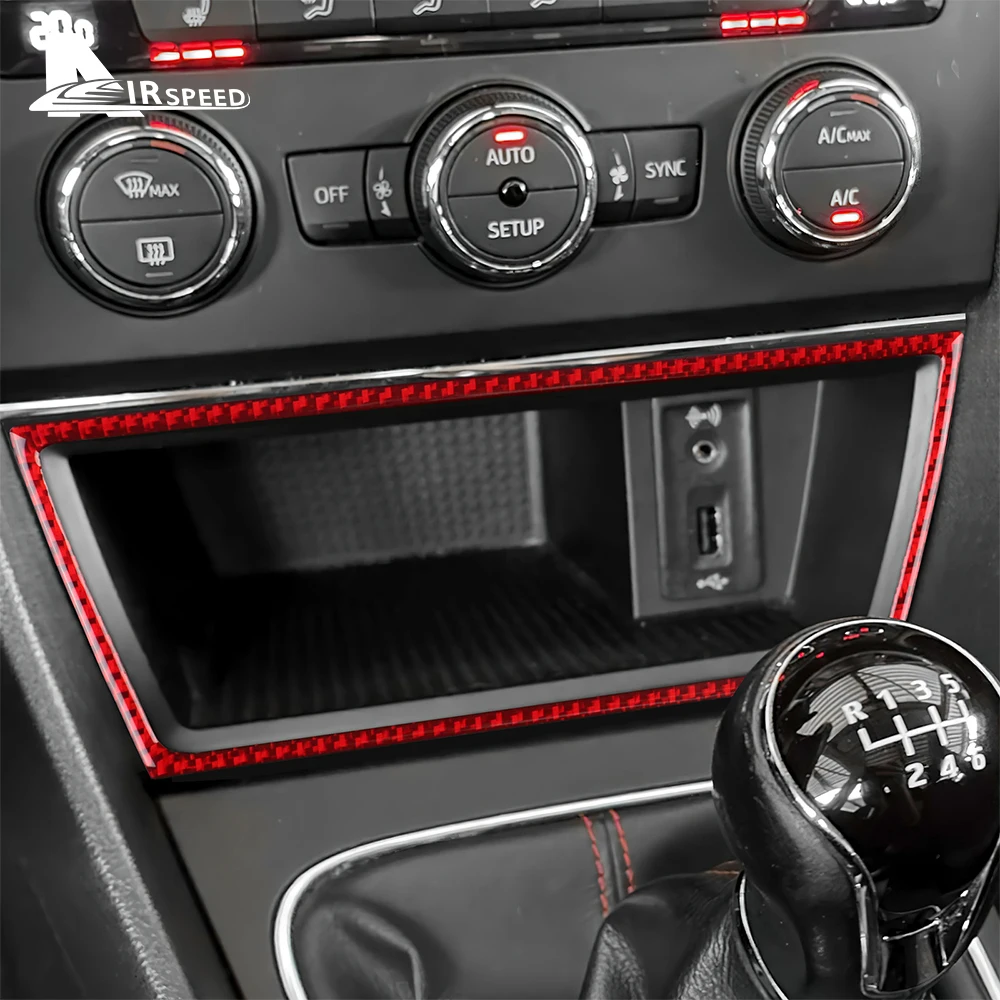 Real Soft Carbon Fiber Sticker For Seat Leon 2013 2014 2015 LHD RHD Car Central Storage USB Port Frame Interior Accessories view 2