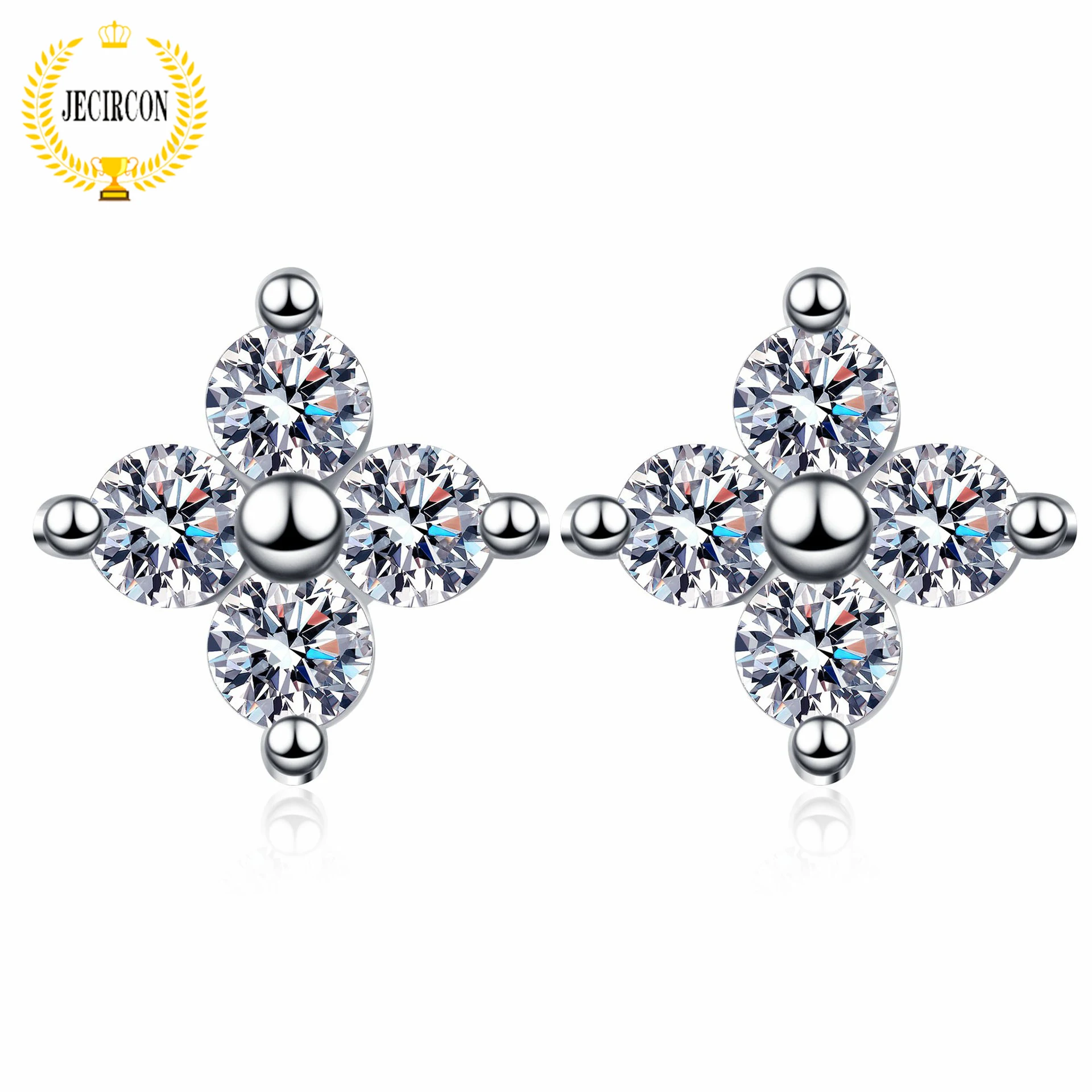 

JECIRCON 925 Sterling Silver Plated PT950 Gold Moissanite Stud Earrings for Women Simple Stars Personalized High-end Ear Jewelry