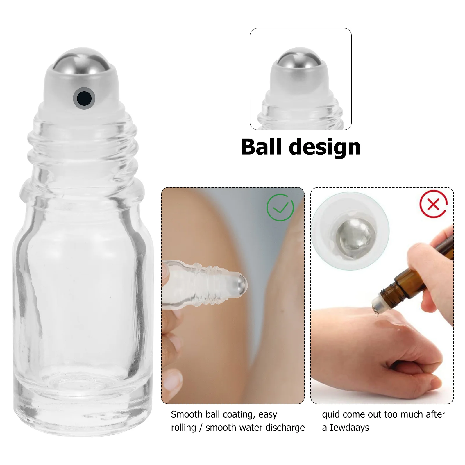 

25Pcs Glass Essential Oil Bottles Roller Ball Refillable Clear Small Portable Bottles for DIY Sample Blend Travel Subpackaging