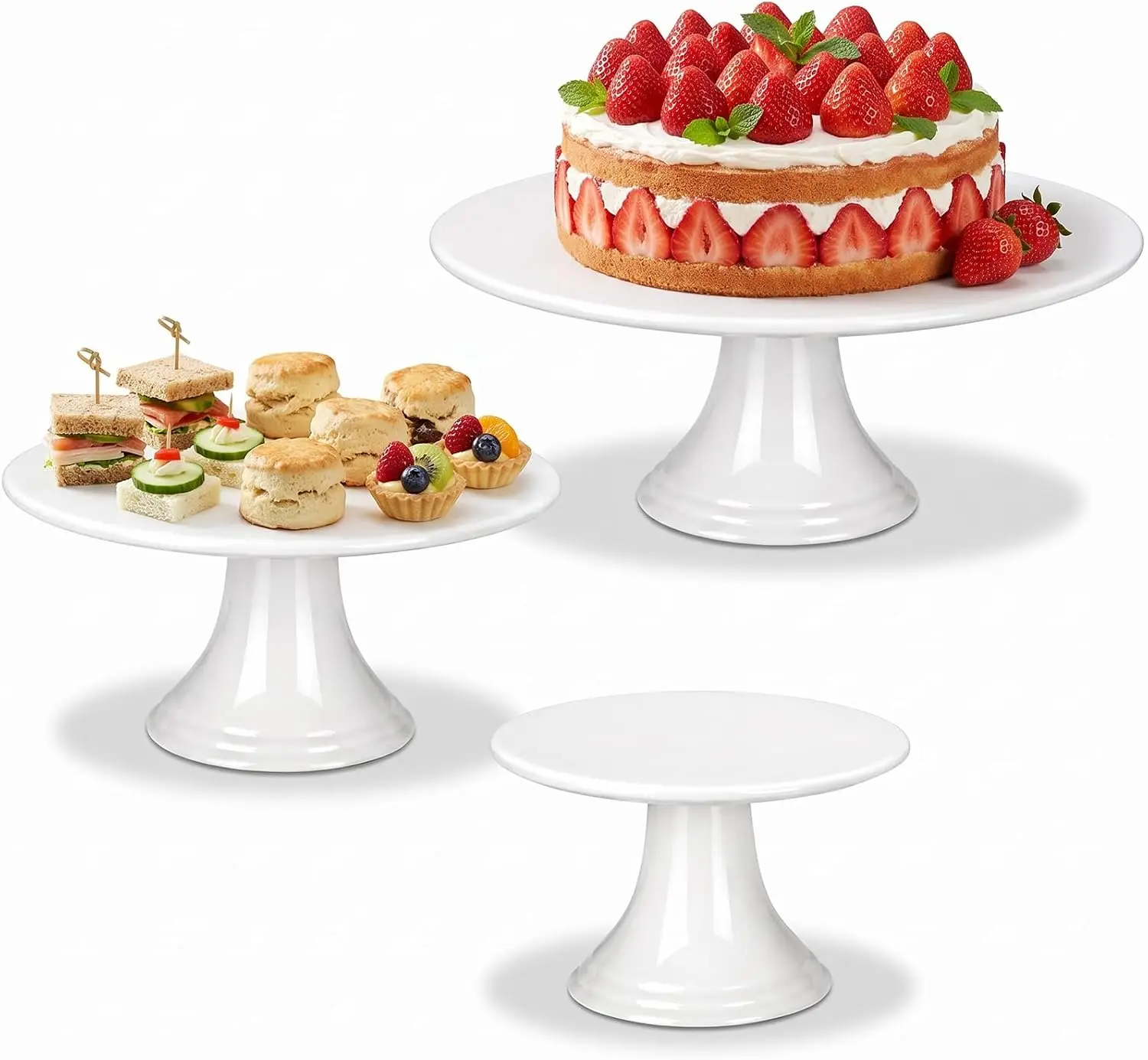White Porcelain Cake Stand Set, 3 Pieces, 6 Inch 8 Inch 10 Inch, Wedding Cake Display Stands