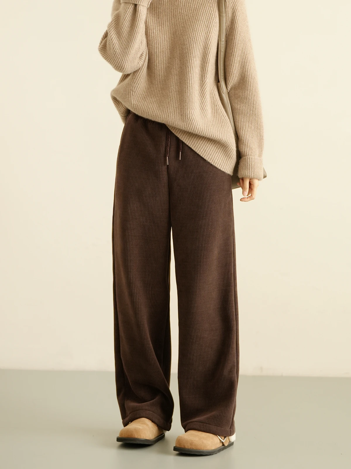 

Женские брюки больших размеров с флисовой подкладкой, прямые, осенне-зимние, в тонкую полоску, утягивающие, длинные, повседневные, для работы, модные