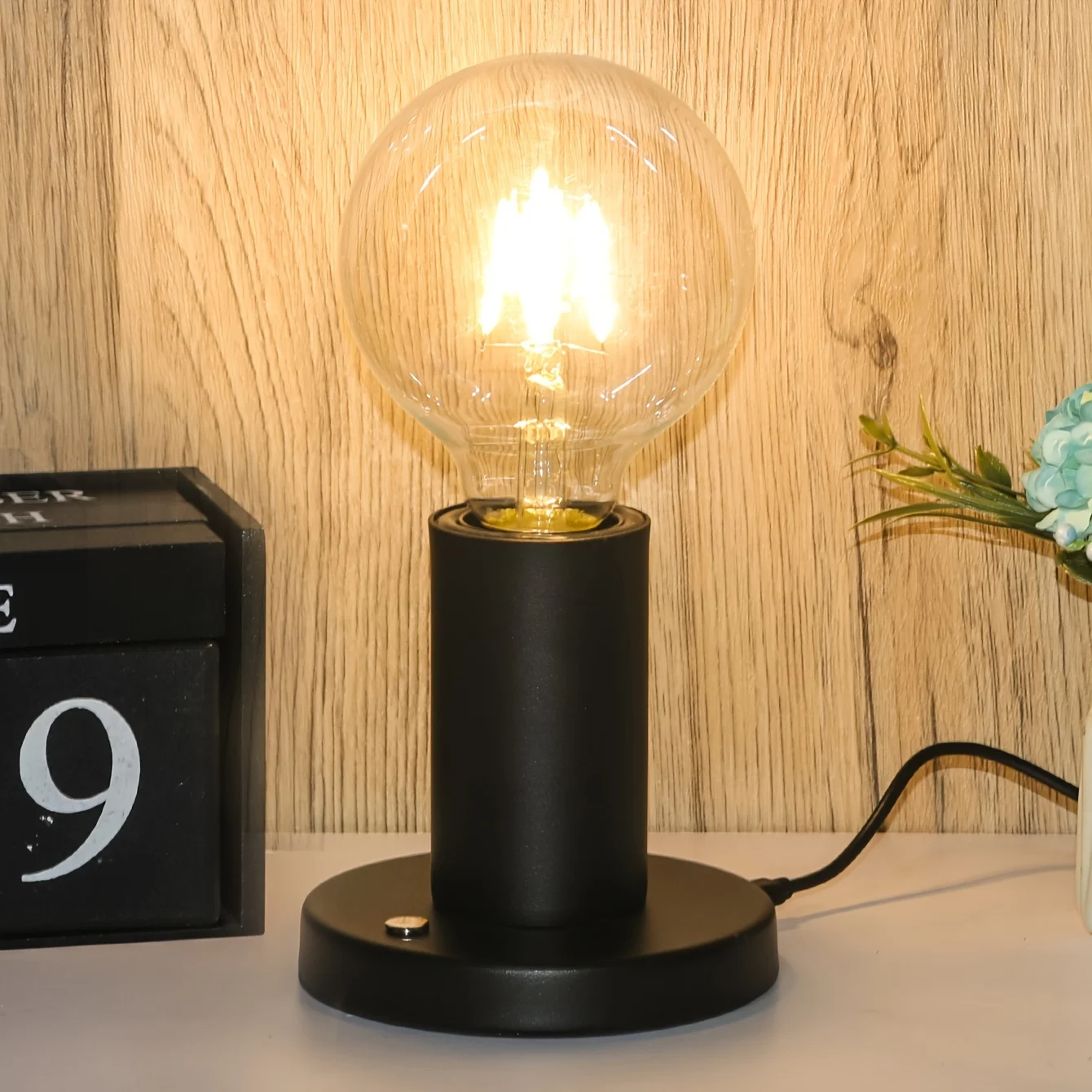 1pc modern table lamp matte black base with touch stepless dimming charging indicator light metal base USB powered