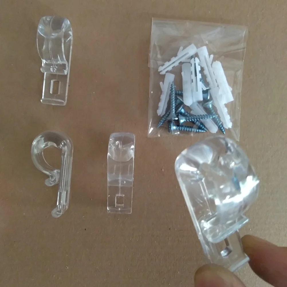 

1Set Curtain Accessories Clear Plastic Clips Hooks Screws for Venetian Blinds Vertical Roman Roller Blinds Curtain Pole Bracket