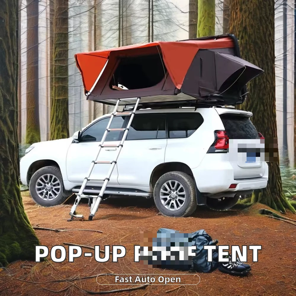 Lightweight ABS pop-up triangular roof tent for outdoor camping and automotive Oxford fabric with aluminium poles