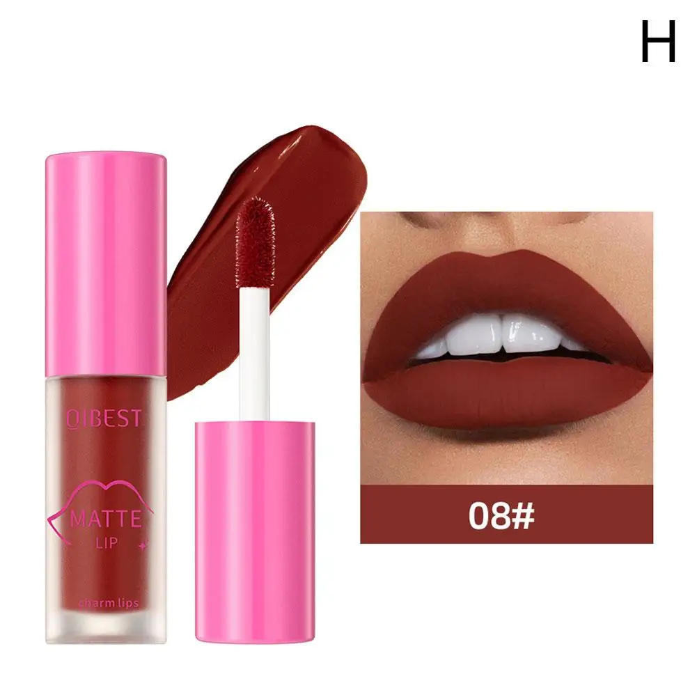 Qibest 8-color Lip Glaze Matte Liquid Lipstick Makeup Gloss Sexy Lip Cosmetics Waterproof Velvet Gloss Lip Long-lasting L6c5