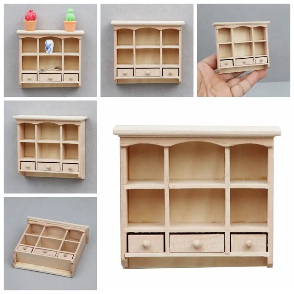 

Wall Hanging Dollhouse Wood Cabinet Storage Organizer Scene Decoration Miniatures Cupboard Display Stand Simulation