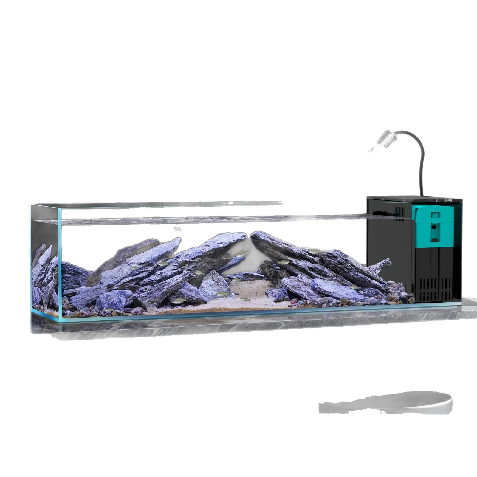 2025 new desktop stream tank gold crystal ultra-white glass side filter landscaping long fish tank