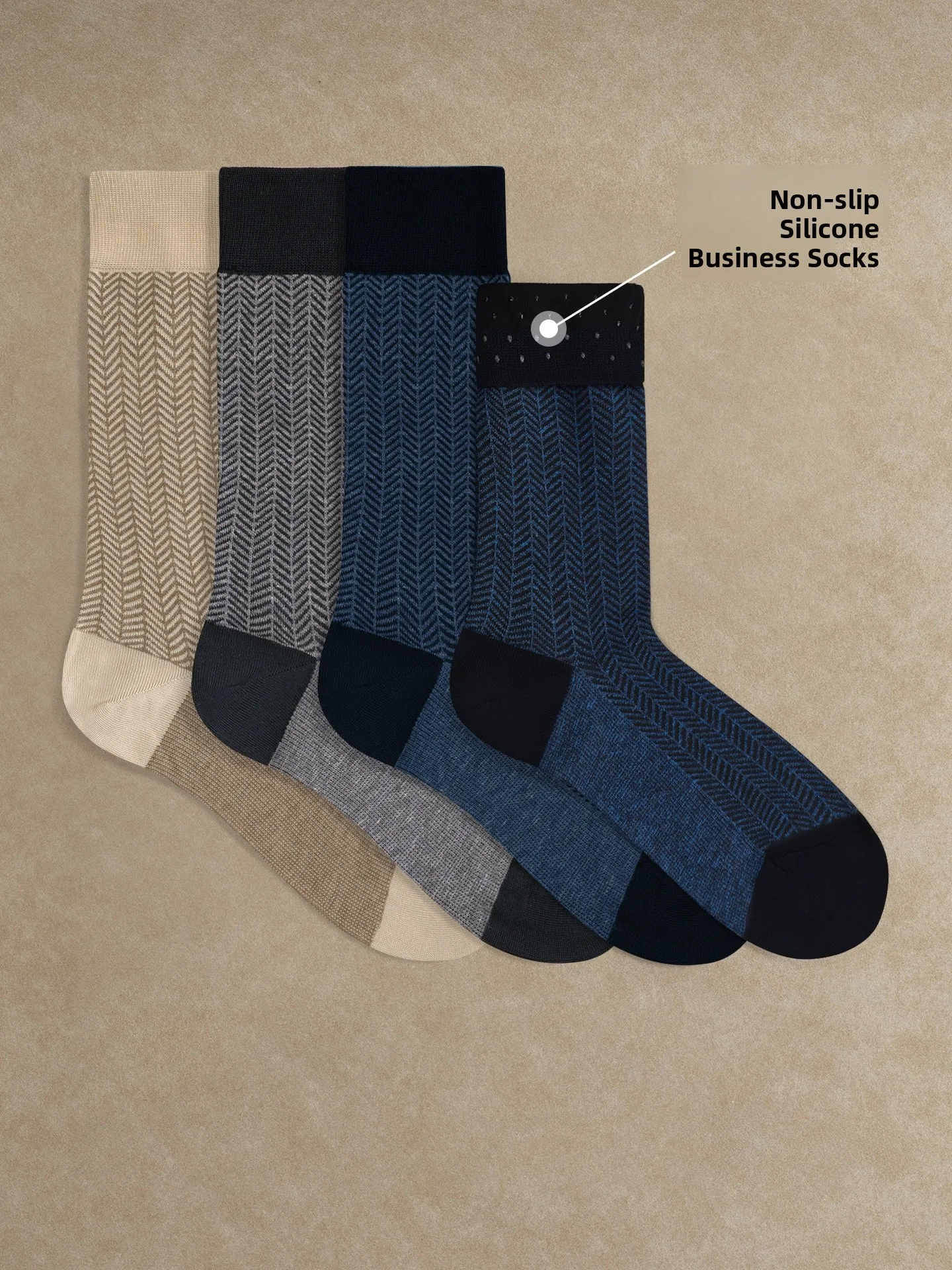 Cultum Men's Mid-Calf Socks Anti-Slip Anti-Fall Silk Cotton Striped Business Casual Breathable Moisture Wicking