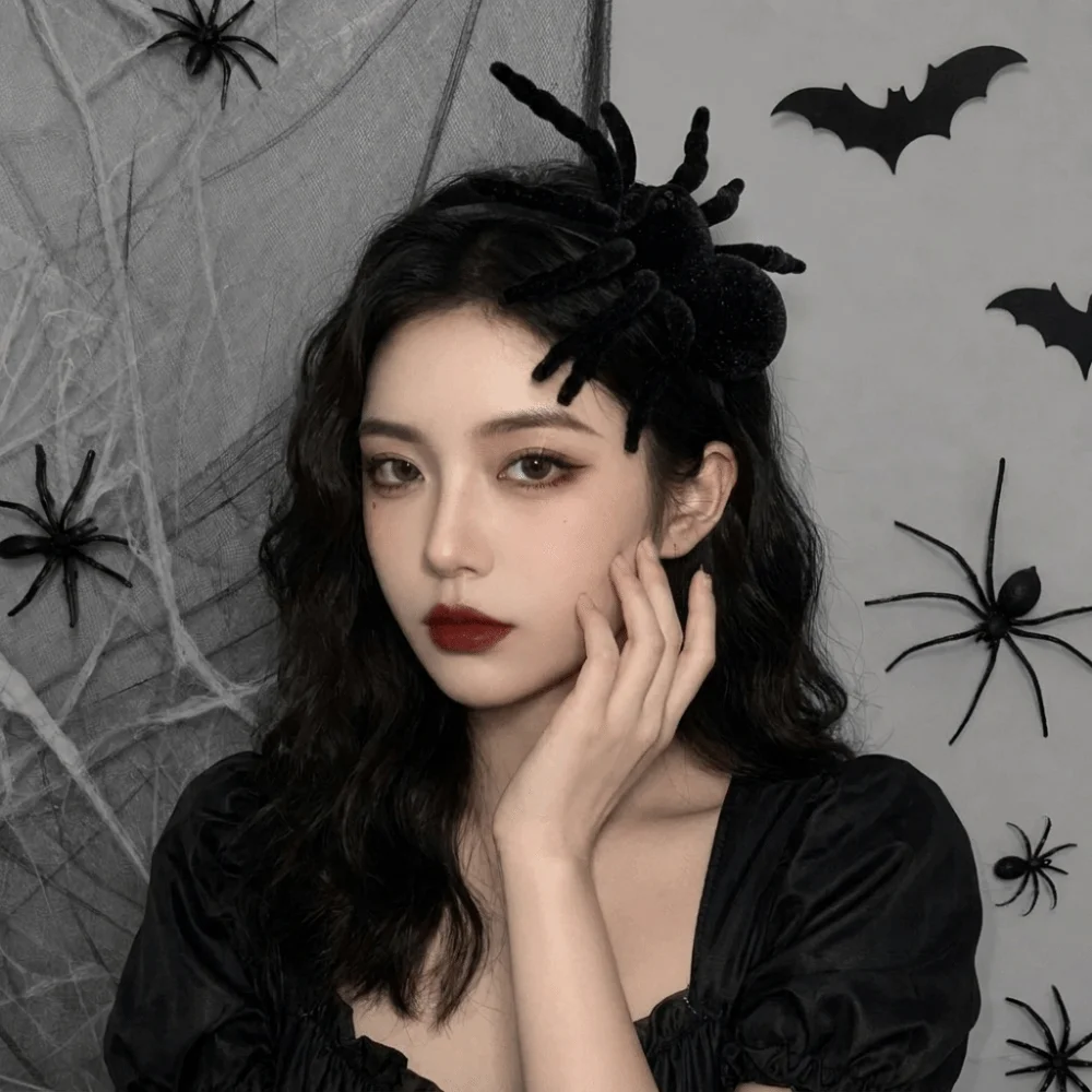 Novelty Cartoon Spider Headband Animal Black Women Hair Hoop Non-slip Party Decoration Halloween Hairbands Makeup Dance Party