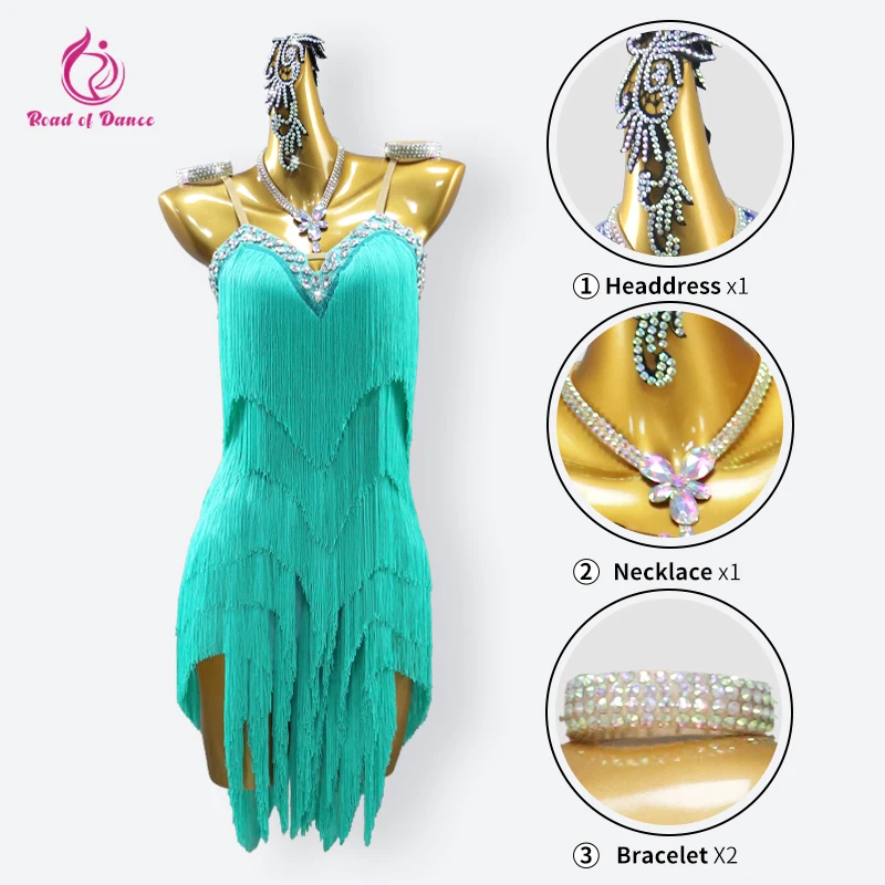 2026 Latin female Competition Dress New Dance Skirt Women\'s Ball Clothes Sport Fringe Suit Girls Sexy Midi Evening Long Costume