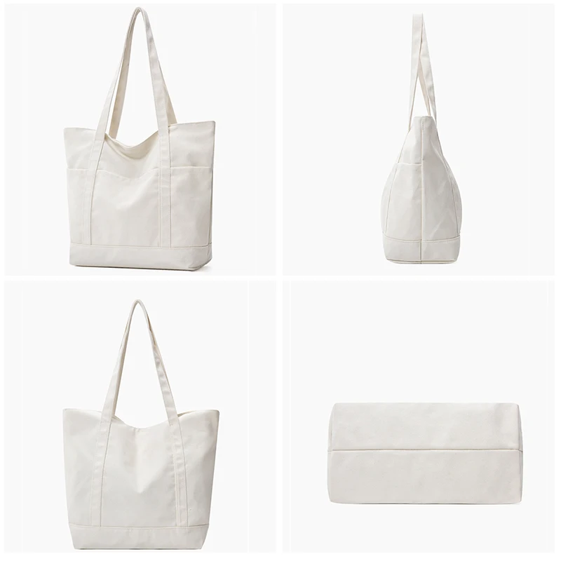 Wholesale Custom Canvas Bag Logo Large Capacity Women's Japanese Korean Canvas Tote Bag Printed Image Name