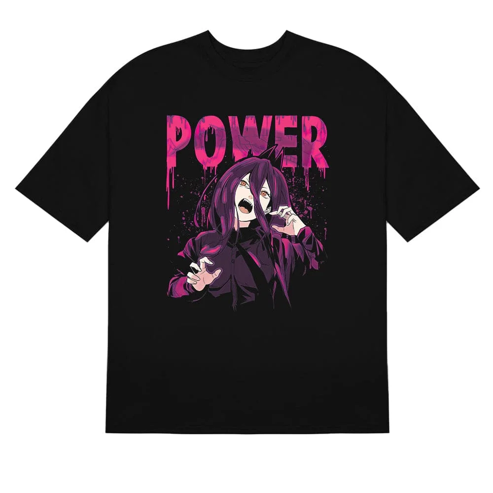 Chainsaw Man Power Pink Splash T-Shirt - 100% Cotton Anime Shirt with Bold Design