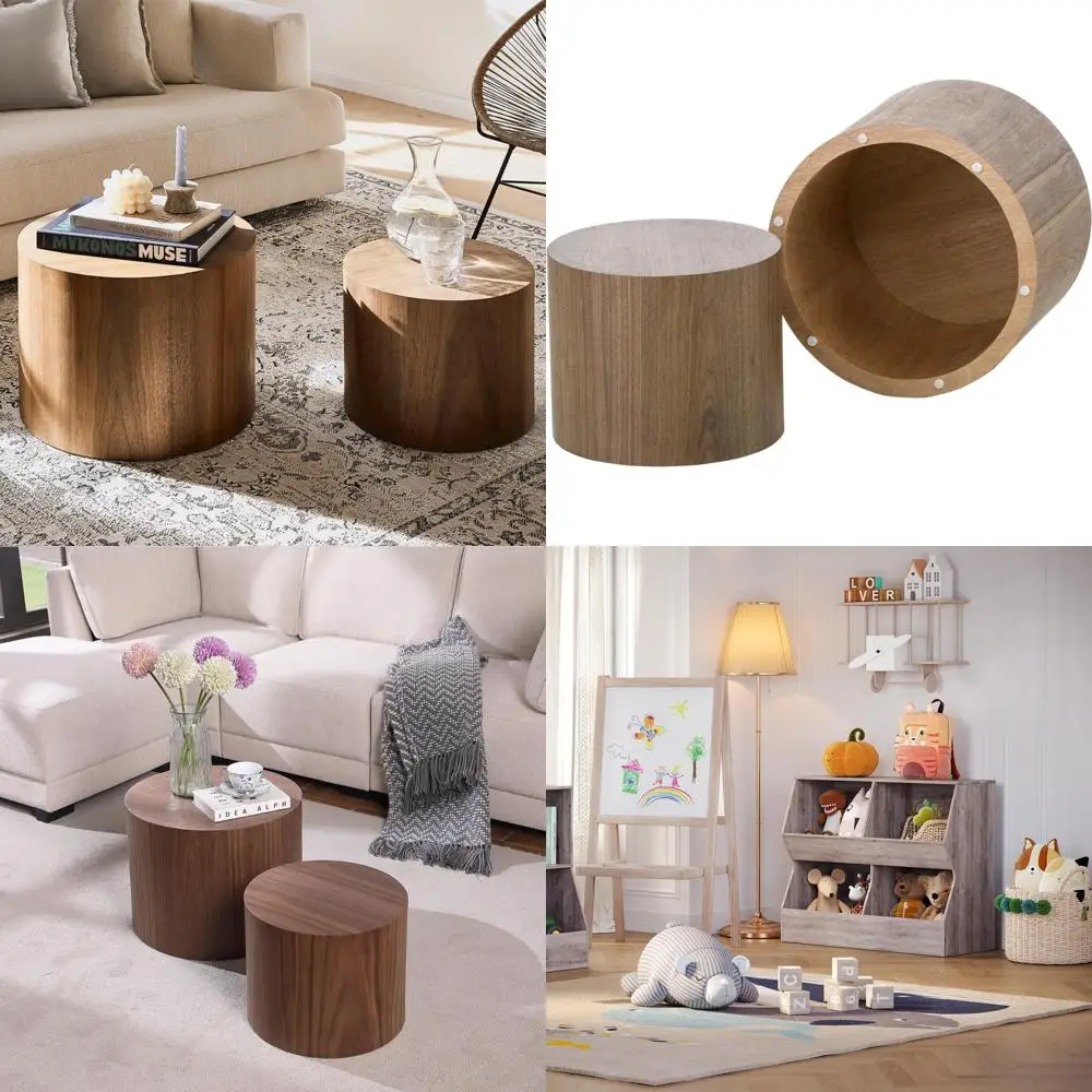 kevinplus Walnut Nesting Coffee Table Set of 2