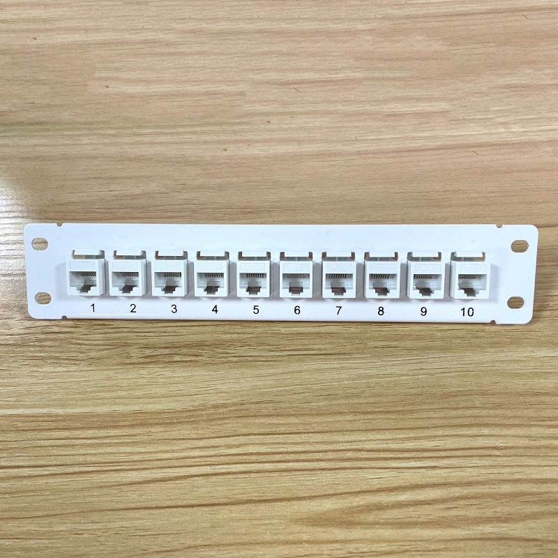 CAT5e 10 Port Patch Panel Supports Back CAT5e Unshielded w/ Coded T568A/B Wiring for RJ45 Network Cables Rack/Wall Mount 24BB