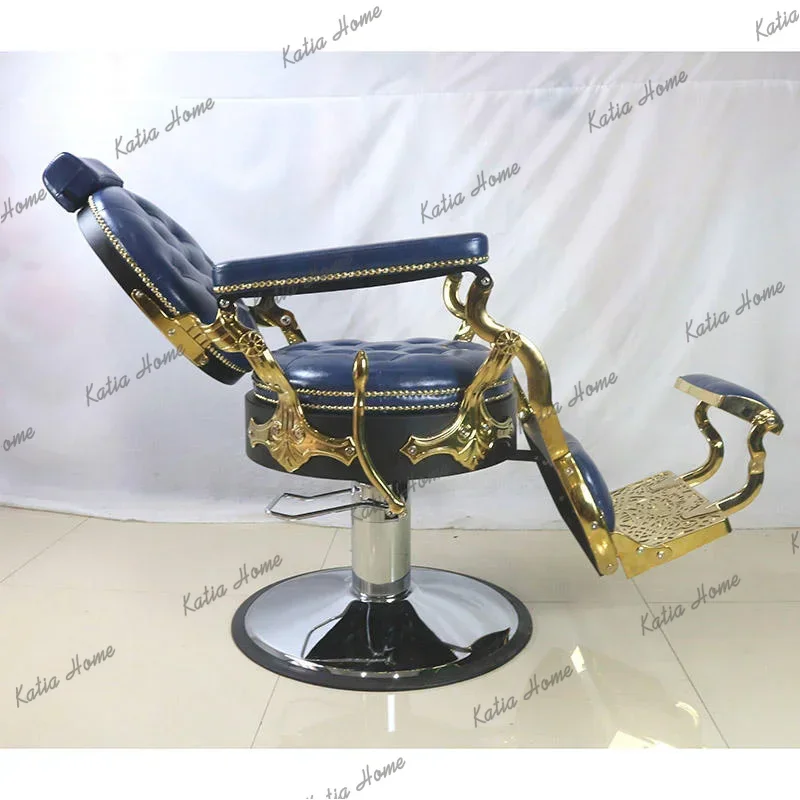 LSAntique Style Hydraulic Pump Barber Chair Hair Salon Furniture Blue Haircutting Chair