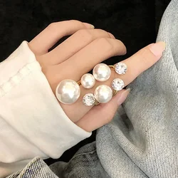 1PC New hot Exaggeration Double Layer Large Pearl Rings for Women Fashion Accessories Party Charm Ring Wedding Jewelry