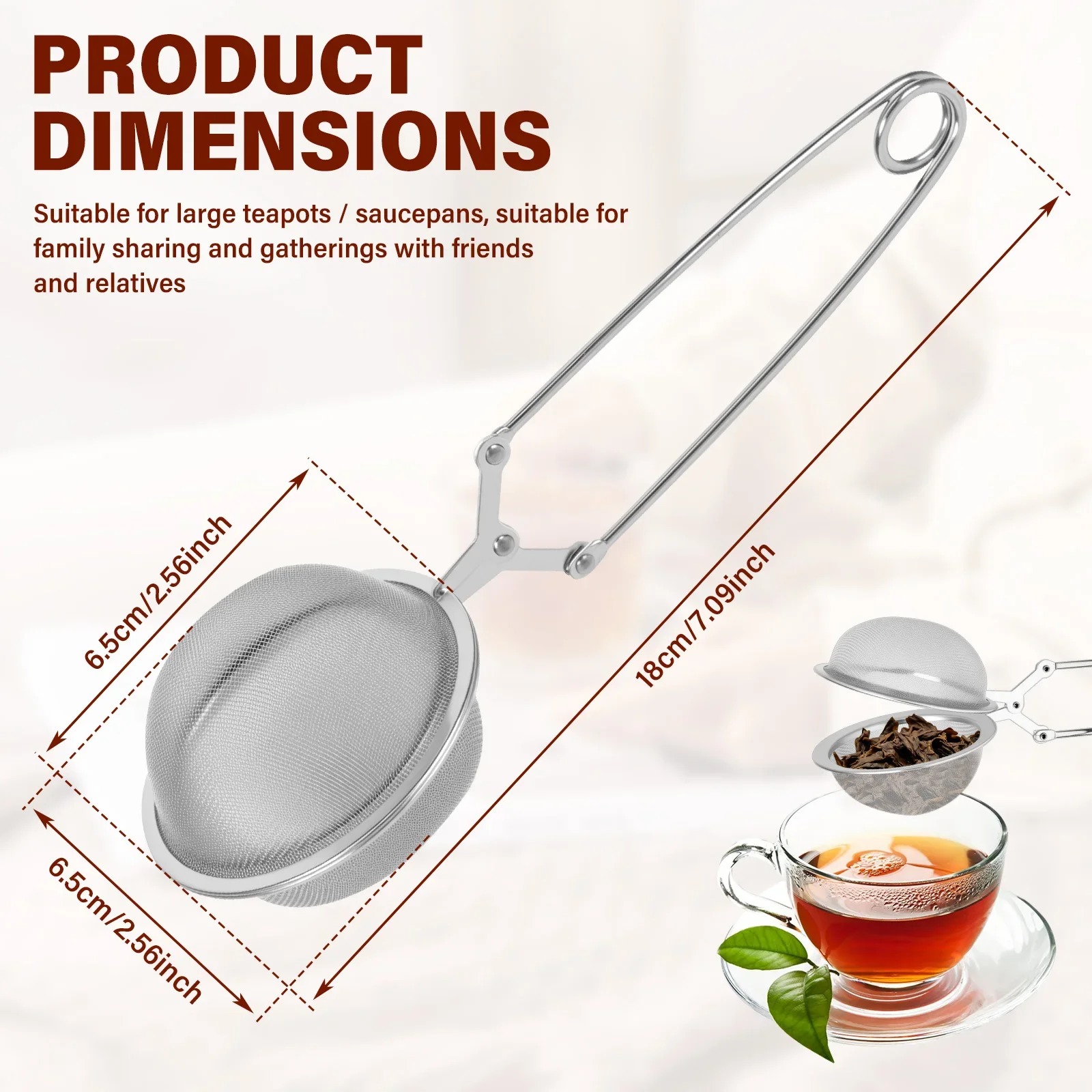 Stainless Steel Tea Ball Infuser Filter Multipurpose Strainer Squeeze Leaves Herb Mesh Strainer with Handle Mesh Tea Ball Filter
