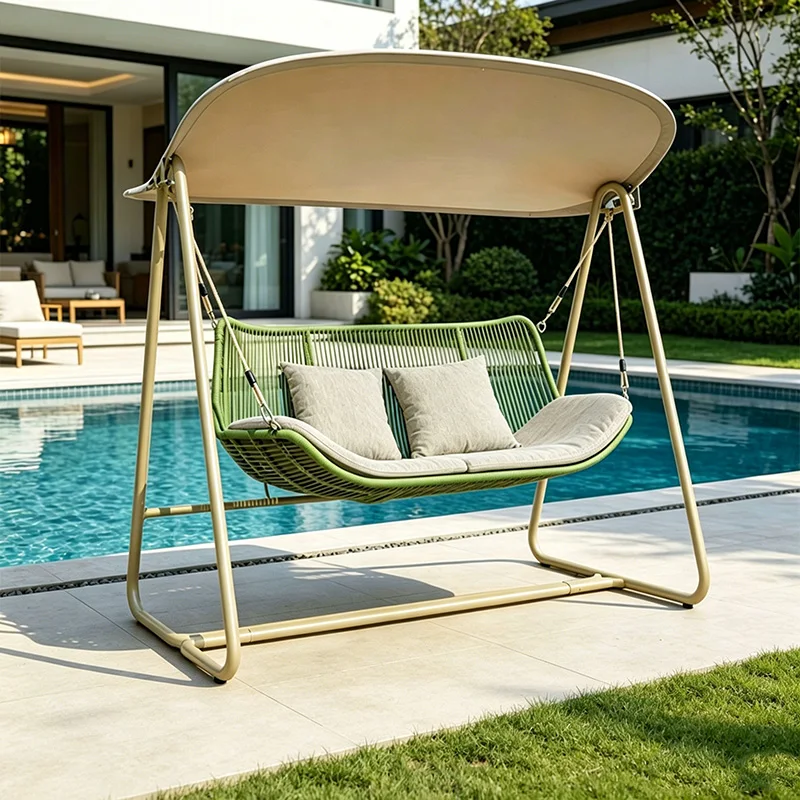 New Arrival Aluminum Hanging Patio Swing Chair with Canopy Courtyard Balcony Pool Outdoor Furniture Home Set for Hotel