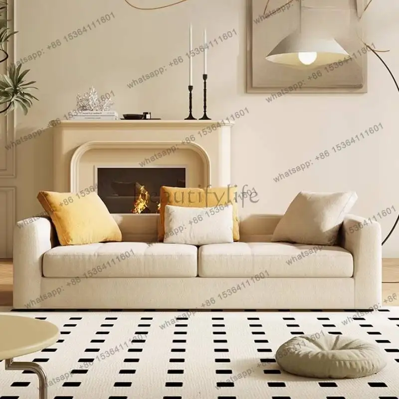 LJY Elegant Beige Living Room Sofas Filler Reclining Nordic Luxury Compressed Sofas Modern Replica Woonkamer Banken Unique Furni